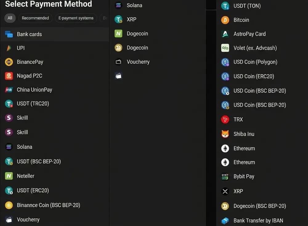 Olymp Trade Singapore Deposit Methods Interface